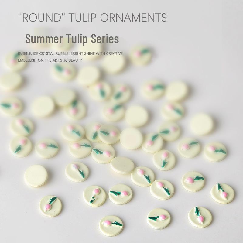 Vintage Tulip Flower Nail Decorations - 5 Pcs