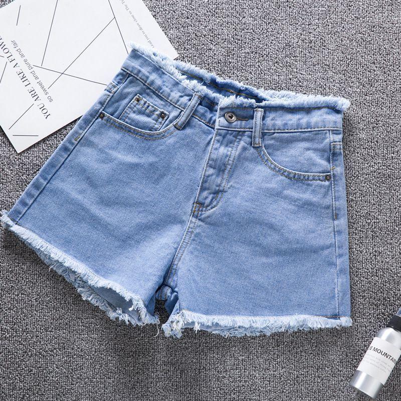 

New summer retro high-waisted denim shorts women s wide-leg loose casual A-word thin Korean version hot pants 32 світло-синій колір