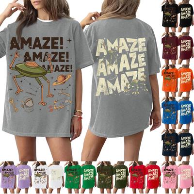 Women's Round Neck Printed Short-sleeved T-shirt Top