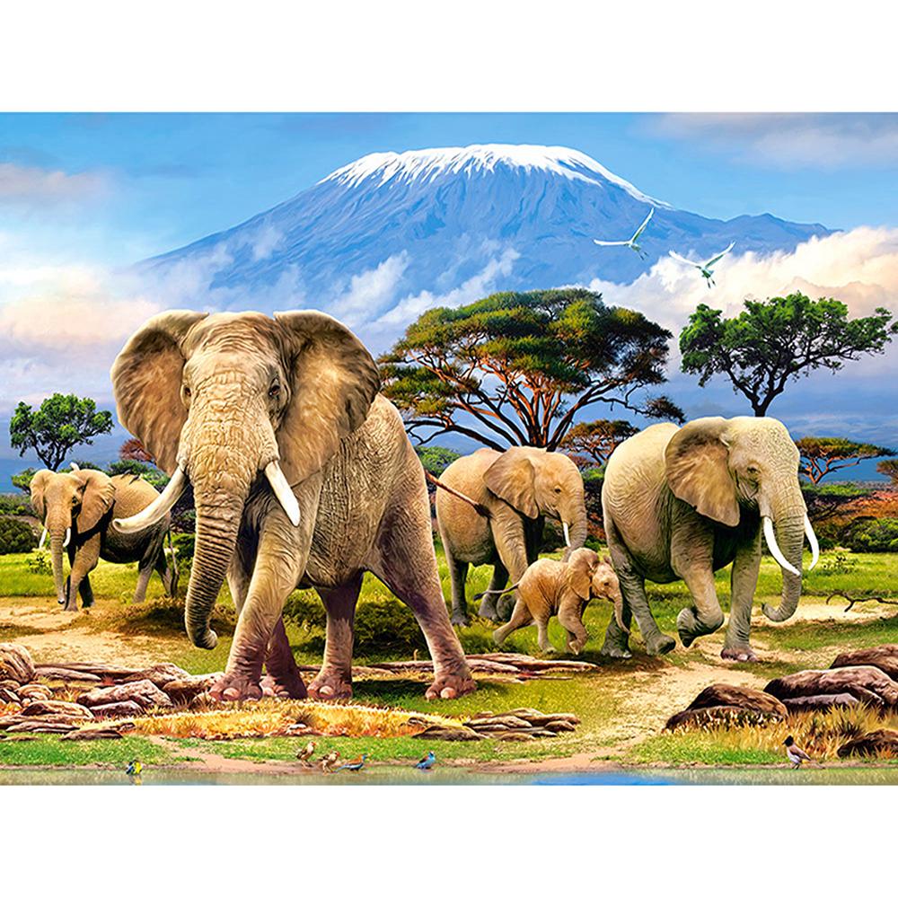 

5D Ручная алмазная живопись Мозаика Работа Слон группы площадь / круглый Бриллиантовая вышивка Подарок или украшение