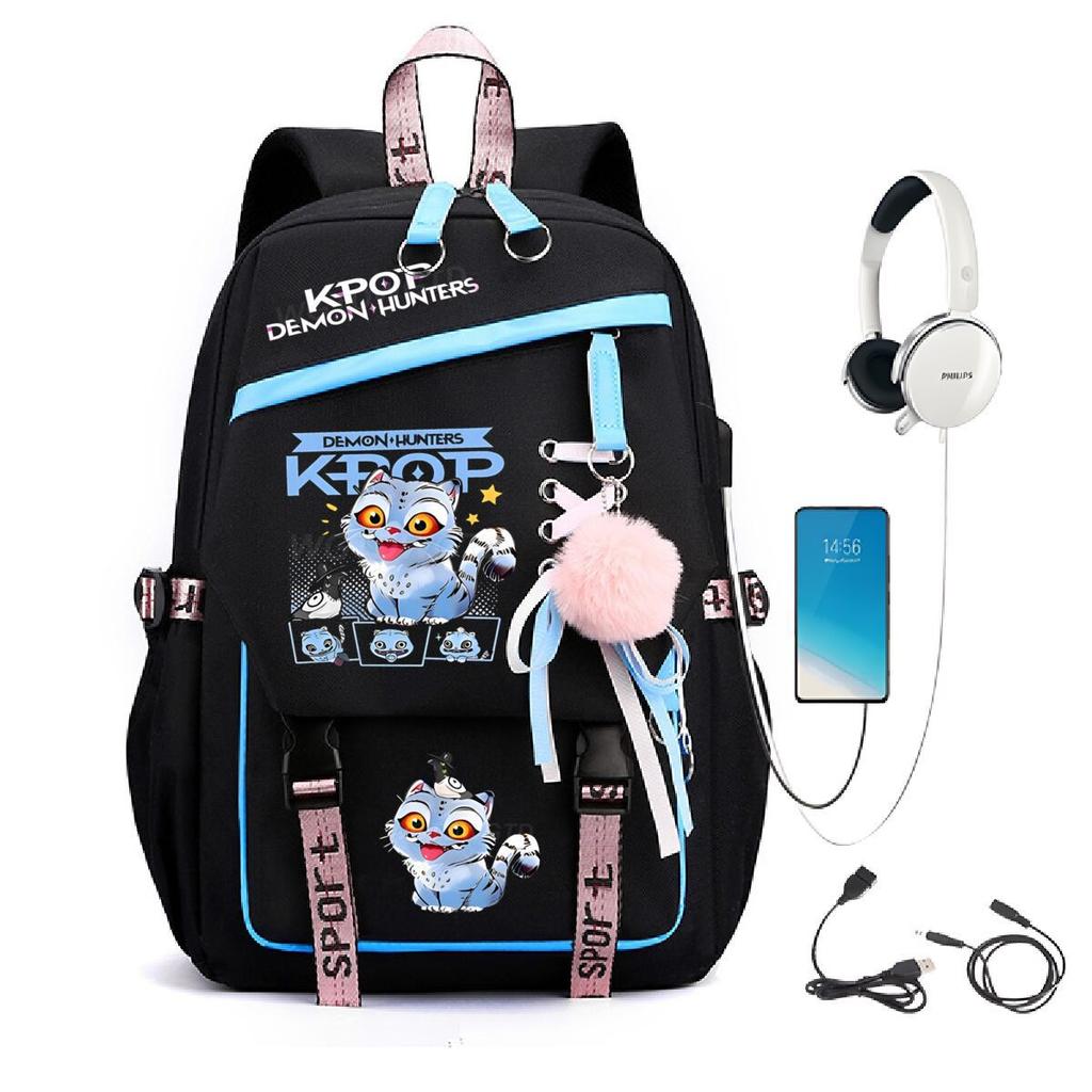 College style ins trend witch hunter Korean version USB multi-function backpack large capacity student bag