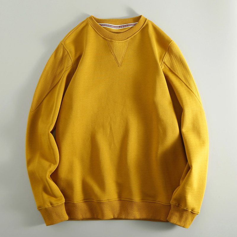 Japanese-Style Spring and Autumn Men's Loose Fit Washed Pure Cotton Terry Cloth Sports Casual Pullover Sweatshirt, Clearance Trendy Brand Top for Men