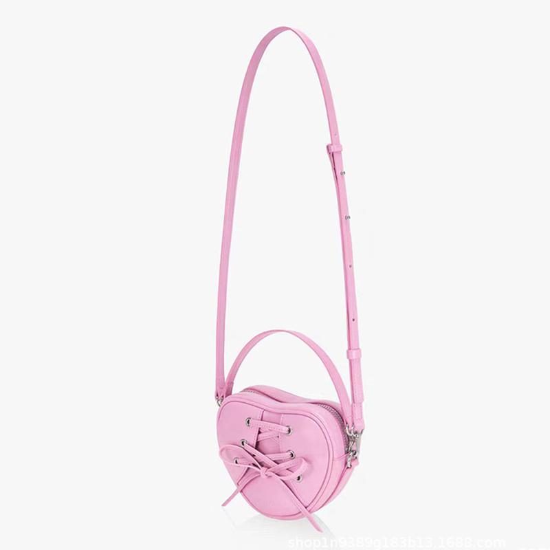 Heart Shape Women's Mini Shoulder Bag Sweet Girls Bowknot Love Crossbody Bags Portable PU Leather Ladies Clutch Purse Handbags CLE