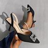 Fashion Crystal Shallow Women Shoes Pointed Toe Mid Heels Elegant Sandals Trend Fashion Pumps Slingback Dress Spring Zapatos Mujer