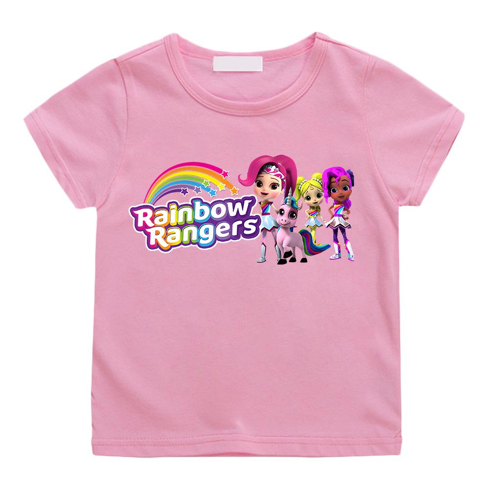 Rainbow Rangers Cartoon Cotton T-shirts Funny Cute Baby Girls Clothes Summer Short Sleeve Children T Shirt New Sweet Design Tops