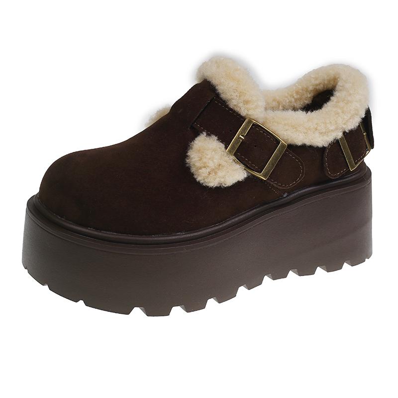 Fashion APHIXTA Platform Winter Plush Snow Boots Woman 8cm Thick Sole Shoes Women Warm Ankle Boots Buckle Women's Boots Size 35-40