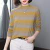 Stylish Striped Long Sleeve T-shirt for Middle-Aged & Elderly Women - Slimming, Tummy-Concealing, and Warm.