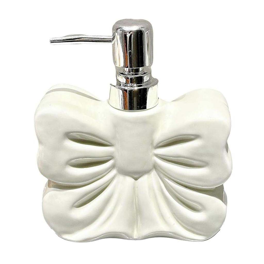 Cute Bow Shaped Soap Dispenser Bathroom, Shower Hand Sanitizer, Ceramic Soap Dispenser Lotion/shampoo Pump Bottle