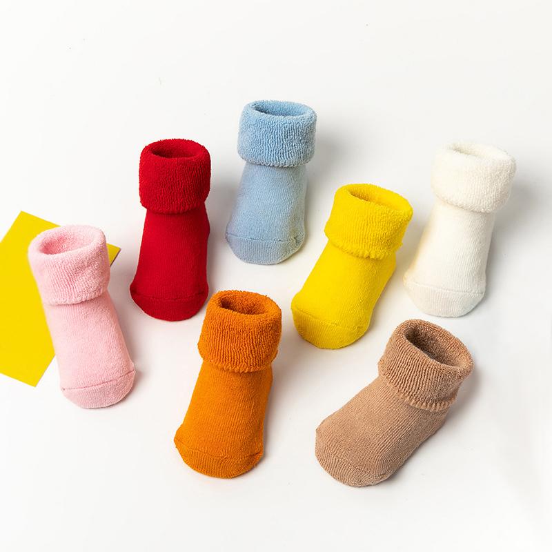 

Newborn Socks Baby Boys and Girls Non-slip Socks Solid Color Floor Socks S