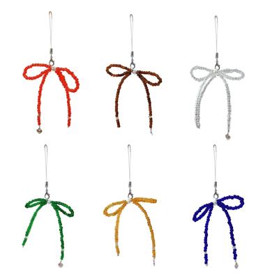 Handmade Glass Bead Bowknot Keychain Pendant Elegant Bowknot Phone Pendant Stylish Phone Charm Gift for Women Girls