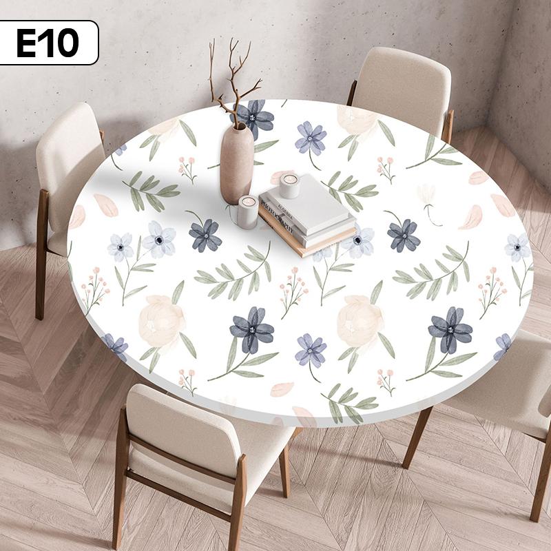60/90/100/120Cm Round Table Cover Waterproof Oil-Proof Tablecloth Elastic Kitchen Dining Wedding Party Table Cover Home Decor