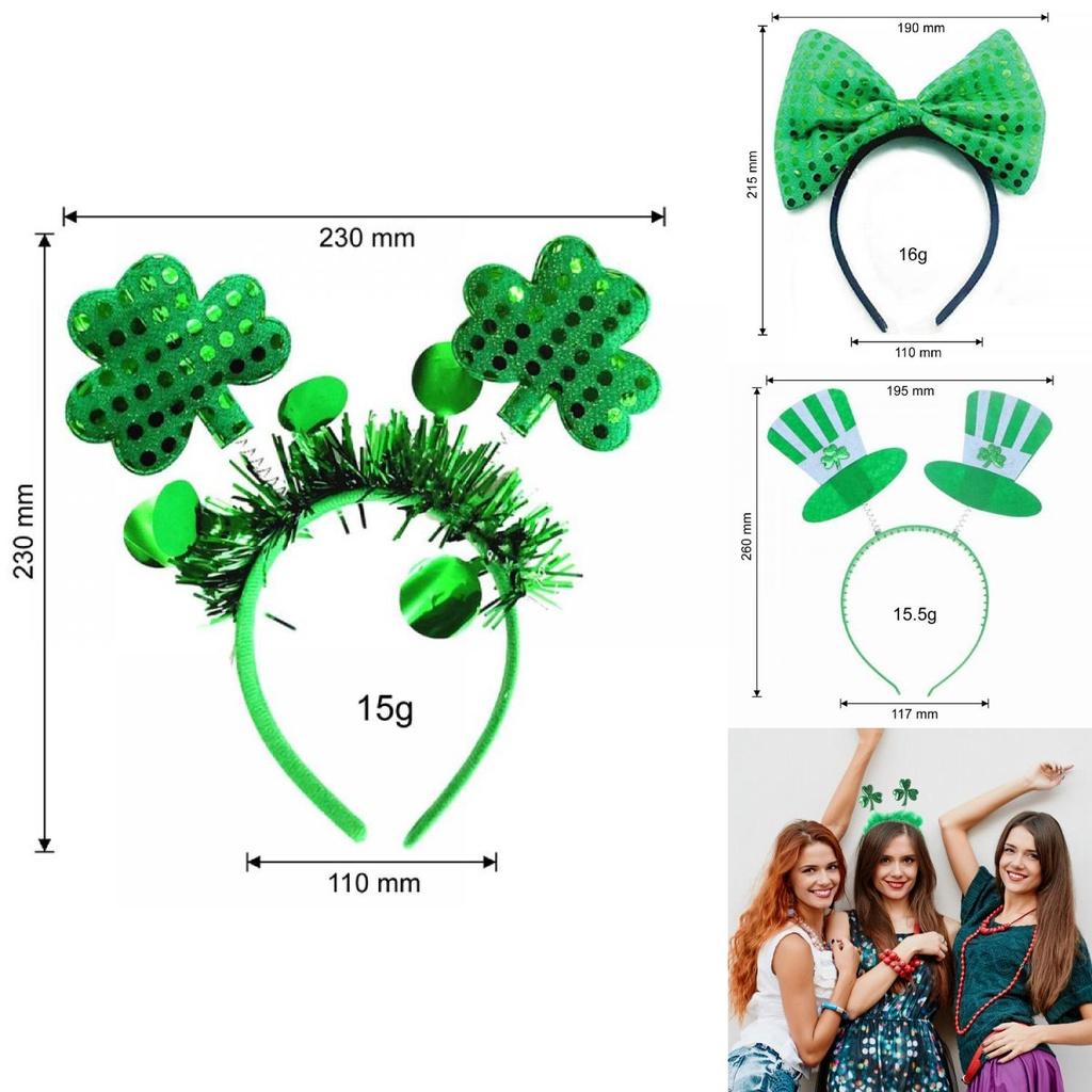 5 Stück Grünes Kleeblatt Haarband Elf Hut Accessoires Für St. Patrick's Day