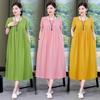 Plus Size Korean Style Summer Floral Cotton Silk Dress - Slimming Design for 240 Jin