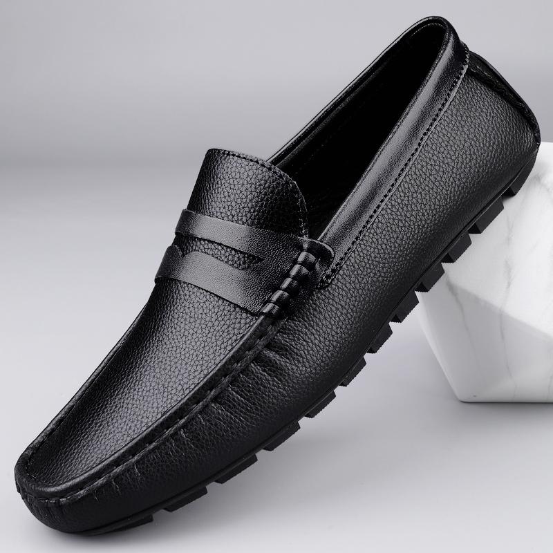 Fashion Brand Men Handmade Leather Non-slip Casual Driving Flats Slip-on Shoes Comfy Moccasins Gentleman Business Office  Loafers Shoes