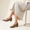 Women's Low-heeled Single Shoes Spring and Summer New Comfortable Versatile Thick-heeled Buckle Shallow Mouth Large-size Low-top Shoes