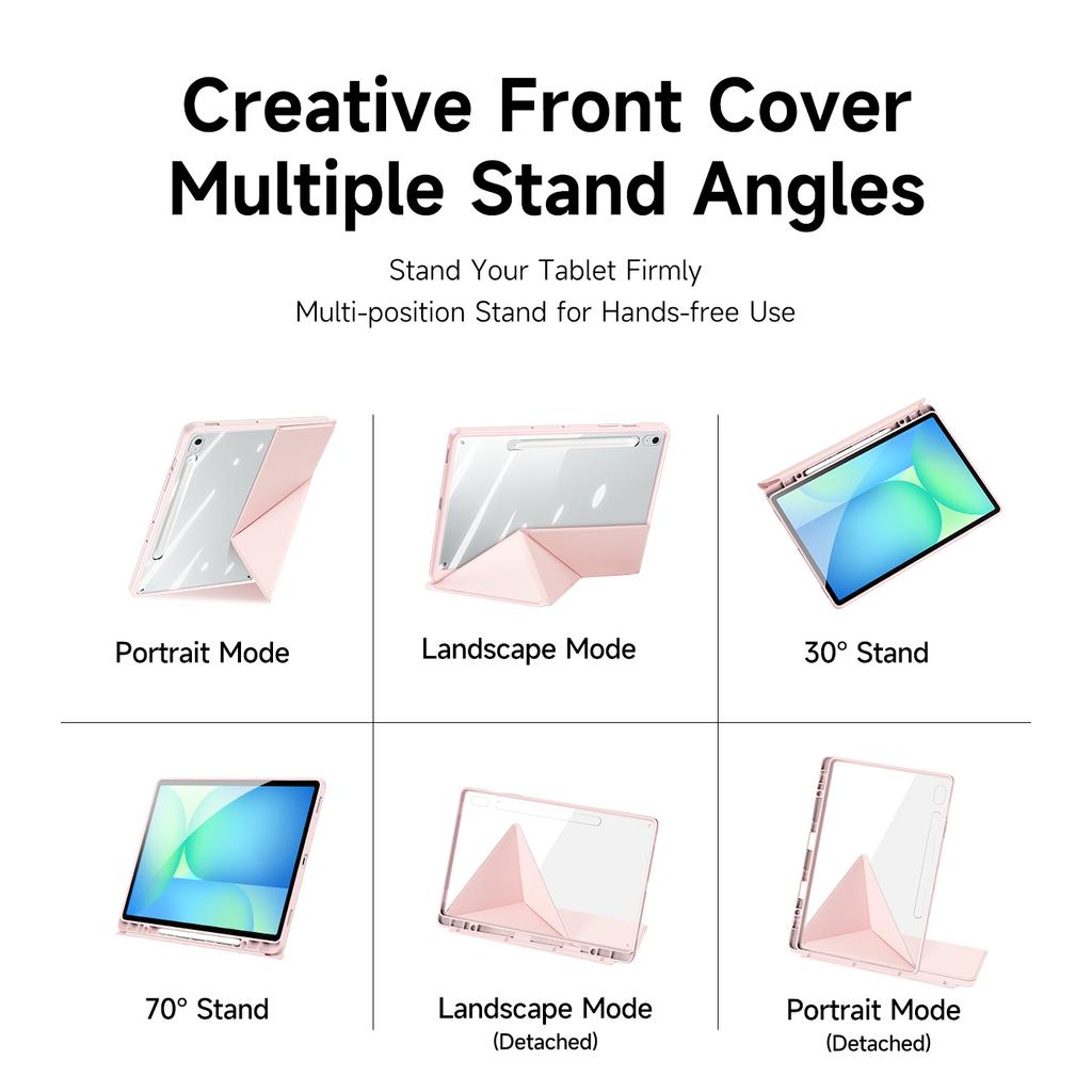 For Samsung Galaxy Tab S10 FE+ Case DUX DUCIS Magi Series Detachable Origami Stand Leather+PC+TPU Clear Back Cover