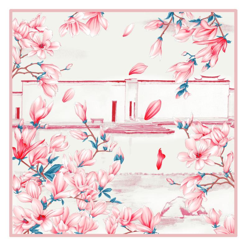 2026 Custom Printed Twill Silk Scarf Mulberry Silk Hand Rolled Edge Women Customizable Bandana Headscarf Low MOQ