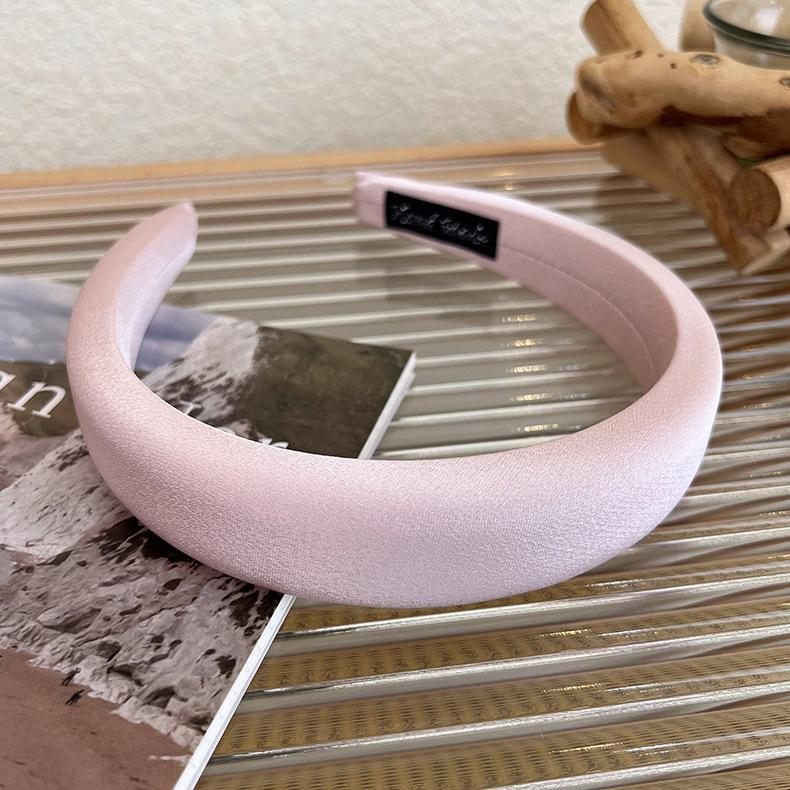 Spring/Summer New Satin Glossy Sponge Wide Hair Hoop Womans Fashion Elegant  Headband Wash Face Hair Band Female Headdress