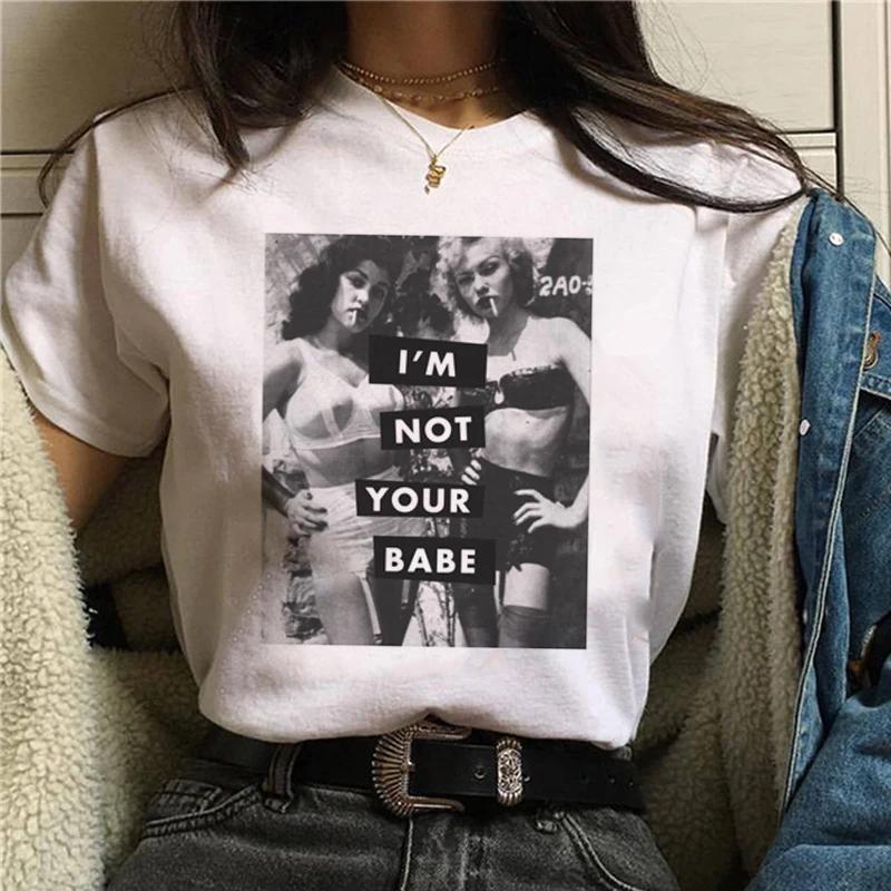 Harajuku Women Tshirt Feminists Tops Women Feminism GRL PWR Ullzang Tee Girl Power Retro Graphic T Shirt Grunge Aesthetic Ladies
