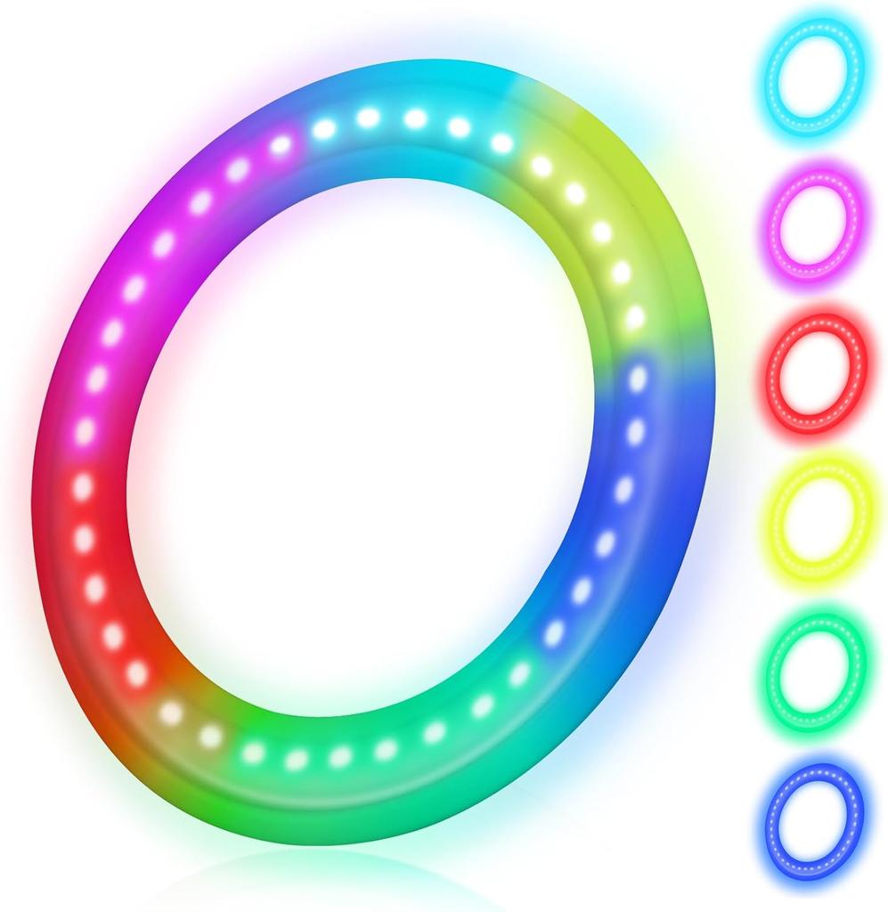 Flying Disc Toys for Children and Adults,12 Light Modes Light Up Throwing Ring Flying Ring Sports Toy for Outdoor Beach Sports Toy Christmas for