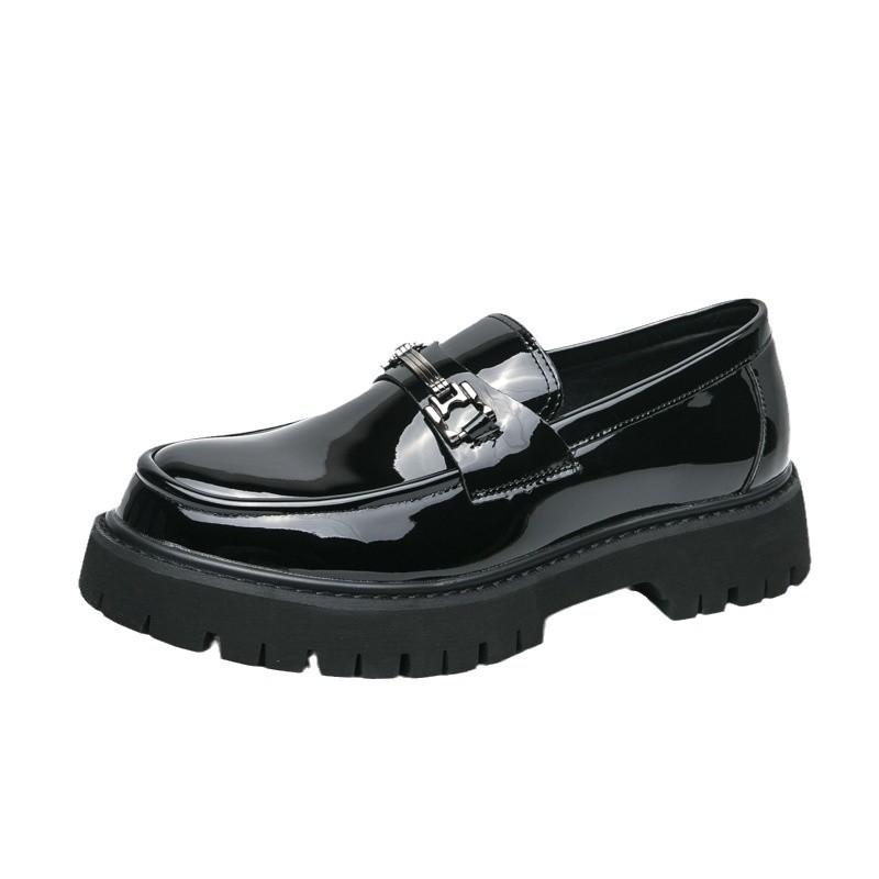 Fashion Luxury Men Thick Bottom Loafers Slip on Leather Shoes Black Casual Business Dress Shoes Mens Wedding Party Office Fashion Shoes