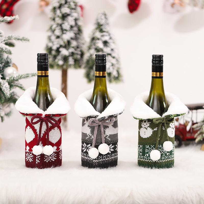 Reusable Christmas Wine Bottle Covers for Holiday Dinner Party Table Decorations Made of Soft Non Non Woven Fabric Sleeve