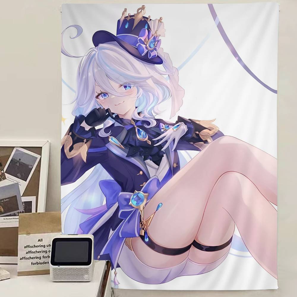 G-Genshin I-Impact F-Furina Anime Tapestry Art Science Fiction Room Home Decor Wall Art Decor
