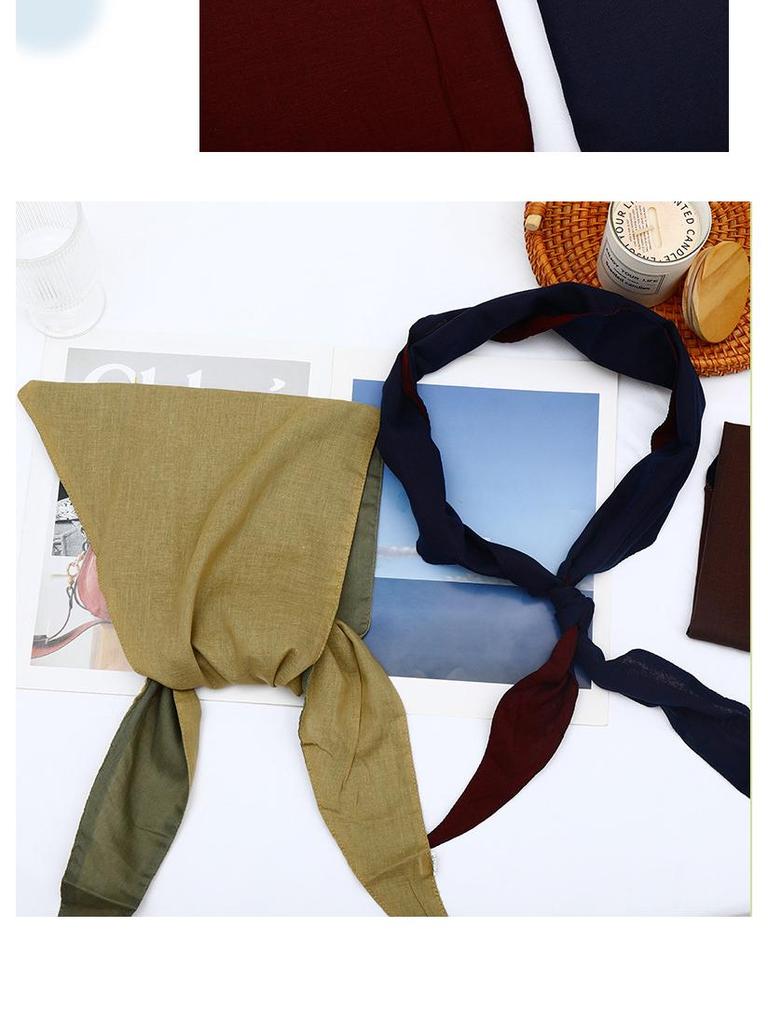 Women's Retro Cotton Color-Blocked Double-Layer Triangular Scarf