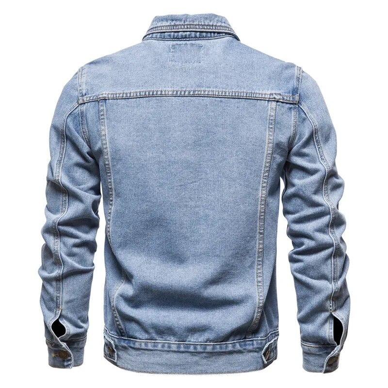 İlkbahar Erkek Düz Yaka Kot Ceketler Moda Motosiklet Kot Ceketler Hommes Slim Fit Pamuklu Günlük Montlar