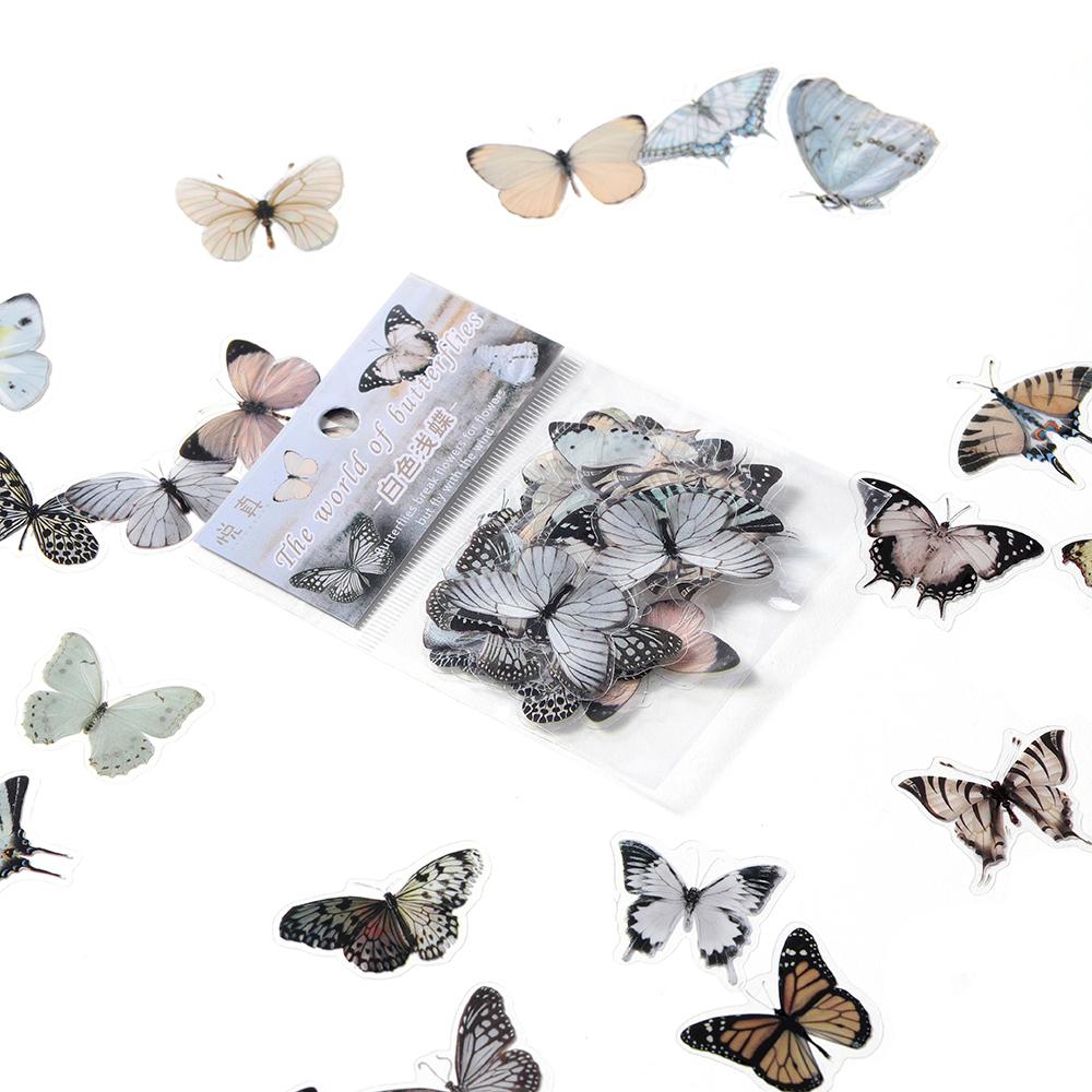 40Pcs/Bag Colorful Butterfly Stickers PET Transparent Decorative Epoxy Resin Fillings for DIY Epoxy Resin Crafts Book Decor