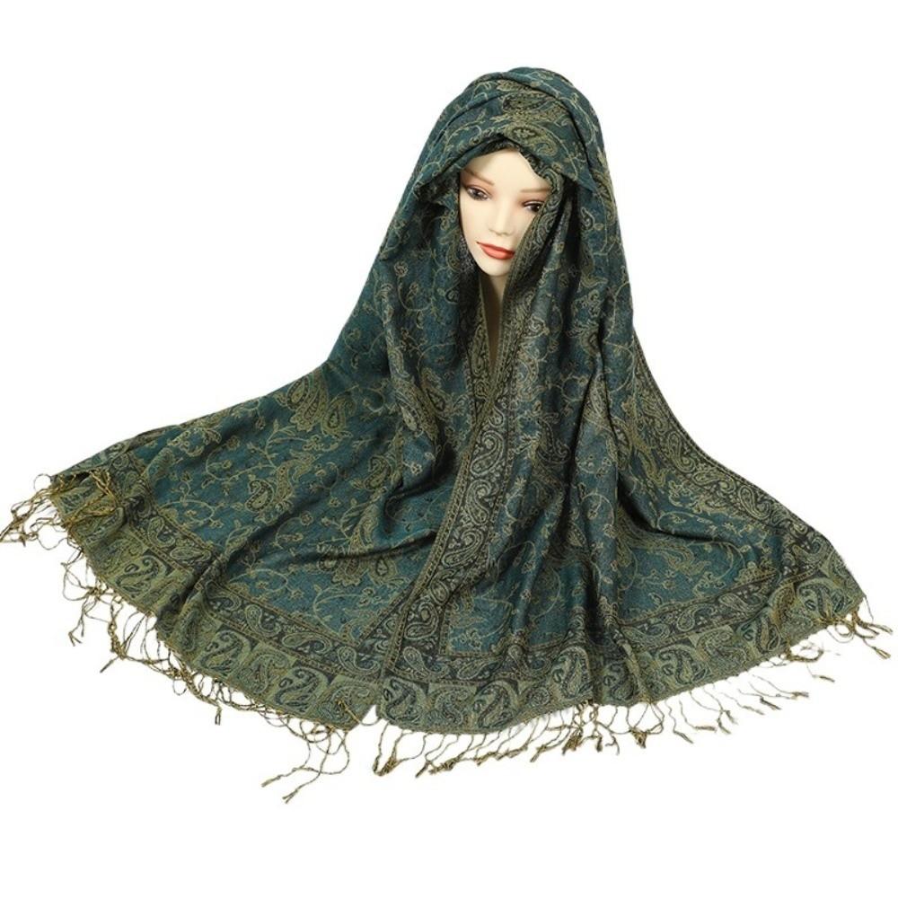 Tassels Sunscreen Shawl Ethnic Style Cashmere Scarf Retro Paisley Shawl  Women