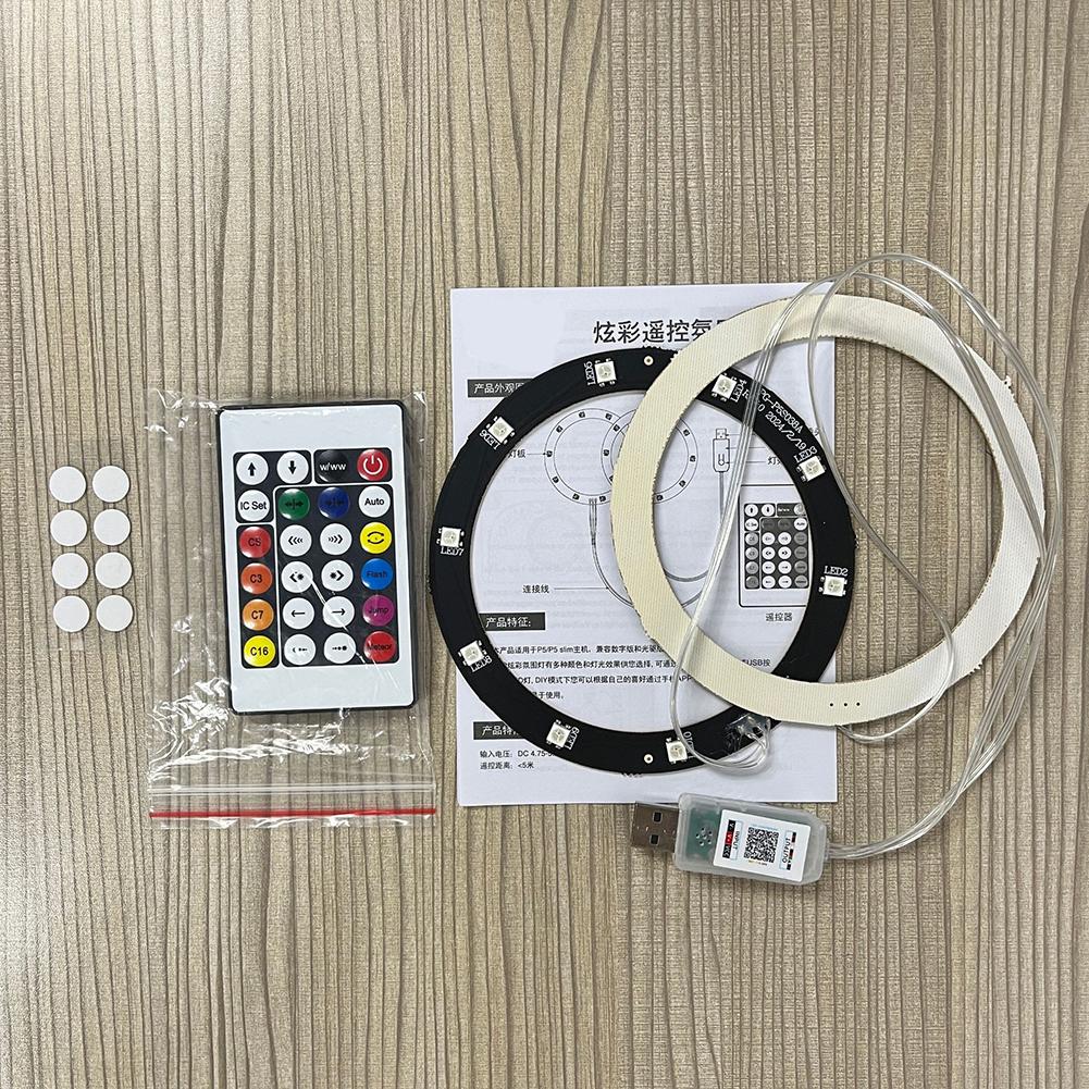 Lichtstreifen-Kit für PS5/PS5 Slim, RGB-Atmosphären-Aufkleber, Dekorationszubehör mit Fernbedienung für die PS5 Slim-Spielekonsole