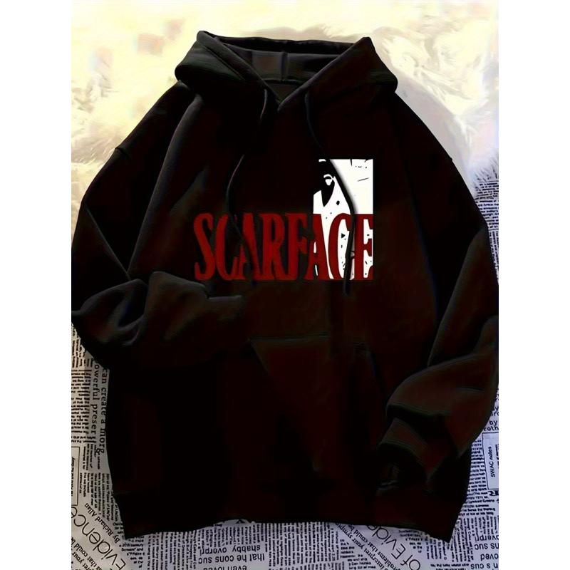 Warm Men s Pullover Hoodie, Polyester Fabric, Loose Fit Hooded Sweatshirt with Kangaroo Pocket S