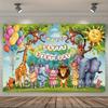 Party Backdrop Jungle Animal Sun Giraffes Elephants Monkeys Celebrations Event Backdrop Decoration Birthday Party Decor