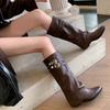 Fashion Luxury Designer Winter Women Western Cowboy Boots Fashion Ladies Elegant Knight Long Boots Square Heel Women's Shoes