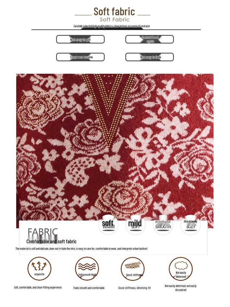 Chic Autumn/Winter Velvet-Lined Half-High Collar Warm Sweater for Stylish Middle-Aged & Elderly Women