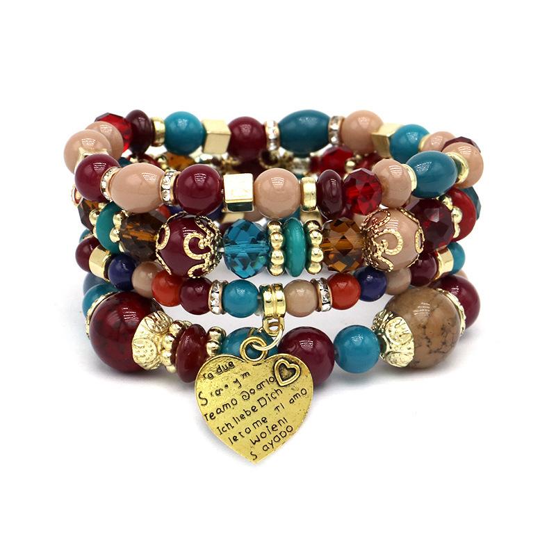 Boho Vícevrstvý Náramek Personalizovaný Tyrkysový Korálkový Cestovní Šperk Náramek Šperk Náramek