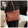 Vintage Large Capacity Faux Leather Tote Bag for Women, Chic Korean Style Commuter Shoulder Handbag, Soft Texture Fashion Work Bag