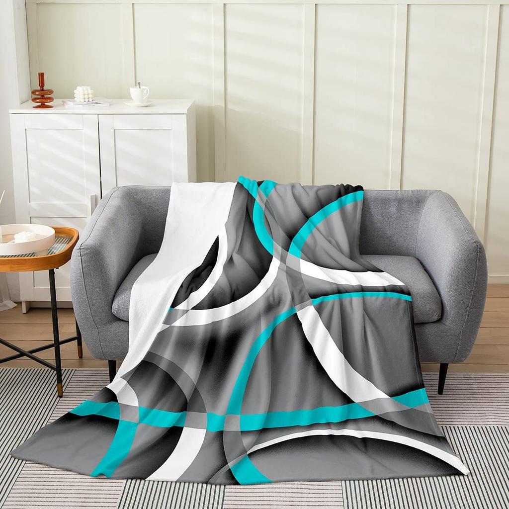 Geometric colored patterns digital-printed polyester Bedroom velvet flannel soft sofa cover blanket Fleece sofa cover blankets