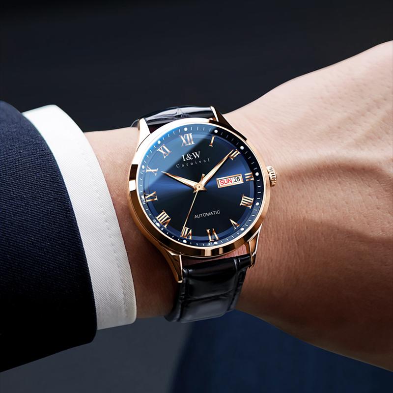IW New Men's Leather Automatic Mechanical Watches Japan Movement Sapphire Waterproof High-quality Watch Reloj Hombre