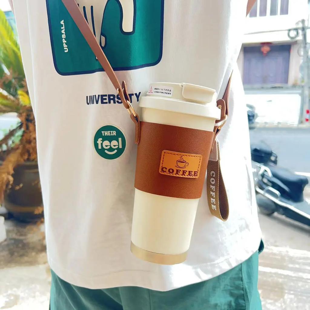 Coffee Cup 450ml/500ml Cup Cover Sleeve,leather Detachable Water Bottle Carrier Bag , Non-slip Insulated Mug Cover ,Accessories
