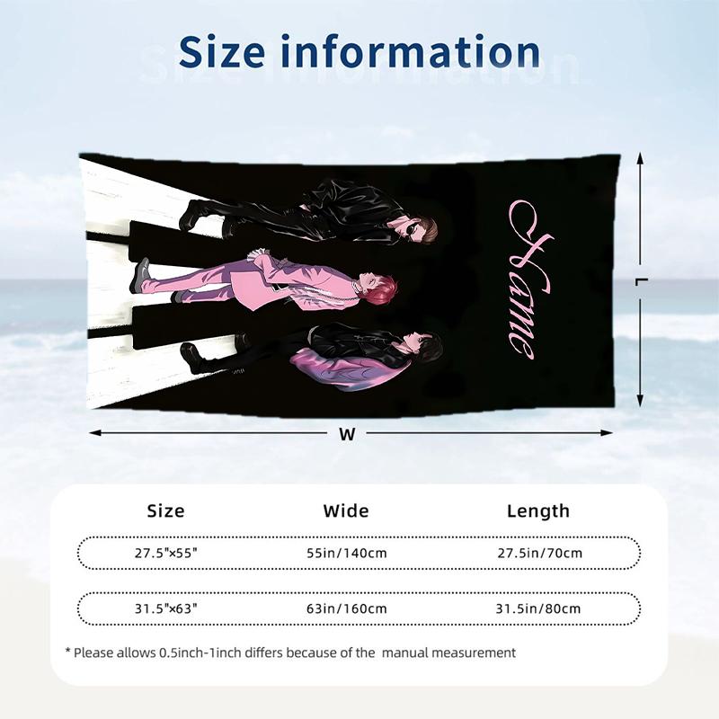 Bigbang Custom Name Printed Beach Towel Personalized Soft Towel For Swimming Beach Travel