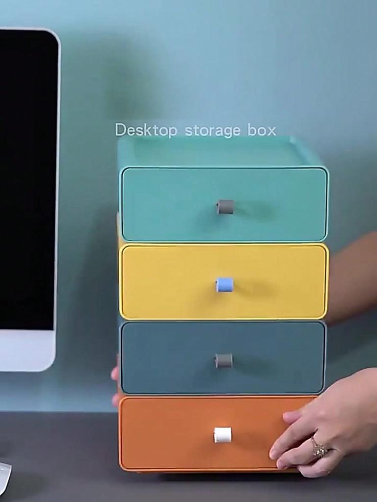 Desktop Drawer Storage Box Stackable Desk Storage Box with Handle Large Capacity Desktop Sundries Organizer Home Storage