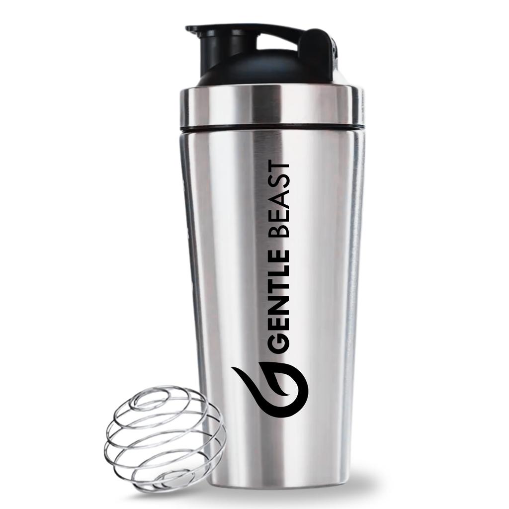 GENTLE BEAST N1 Grade Steel Shaker Bottle with Blender Mixer Ball - Stainless Protein Shaker Bottle Steel for Gym - BPA Free, Food Grade