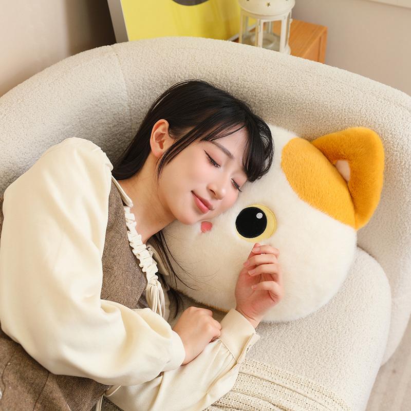 Kawaii Black Cat Plush Toy Doll Cute Big Cuddly Pillow Cushion Ins Siamese Cat Head Plush Toy Doll For Brithday Gifts