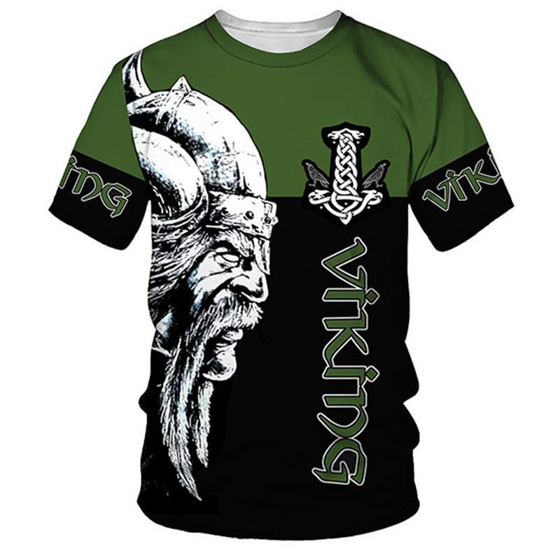 T-shirt Summer Mythical Print 3D Digital Short Sleeve Men's Street Trendy Loose Shirt