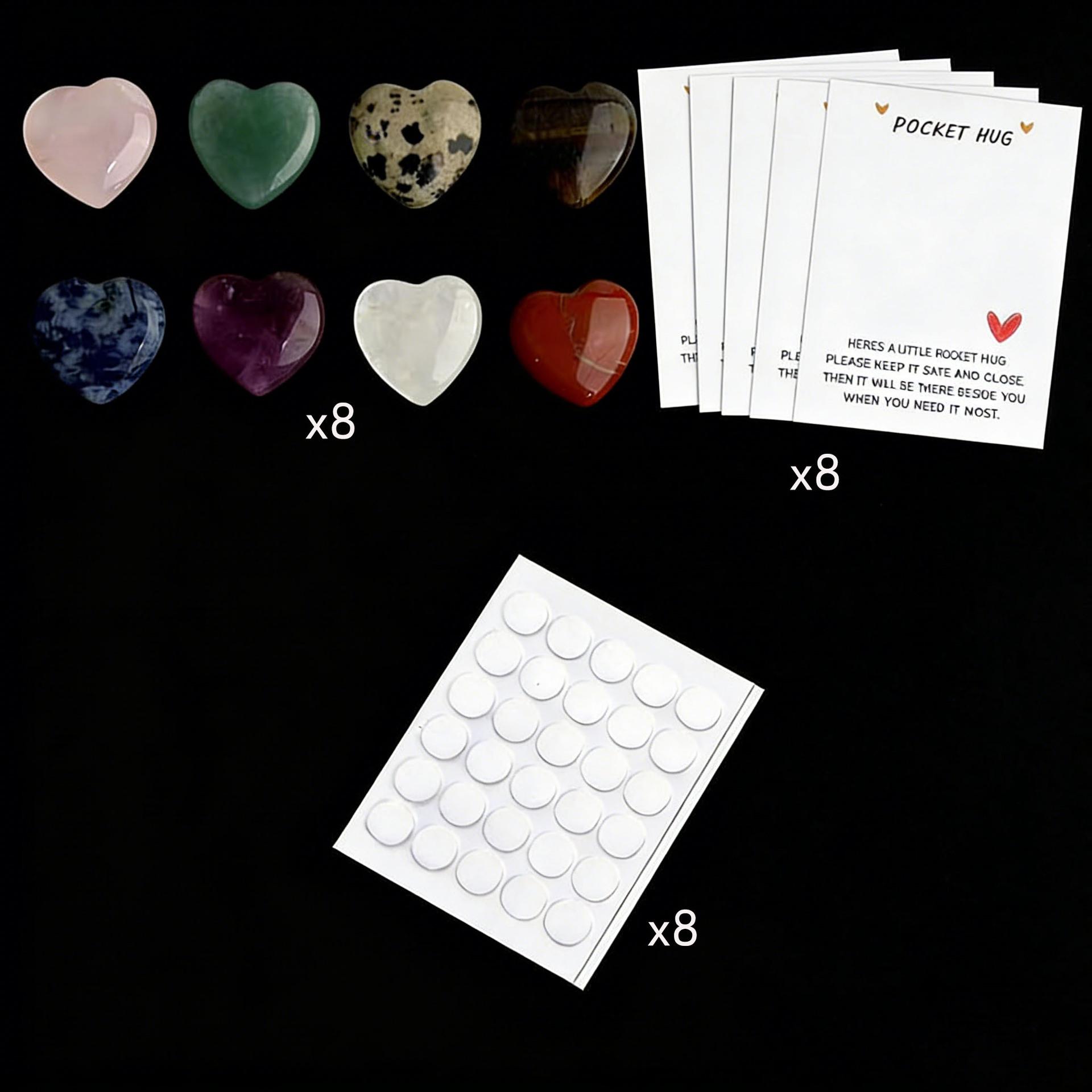 Natural Crystal Gemstone Heart 2cm Card Set: Healing Stone Desktop Ornament & Souvenir
