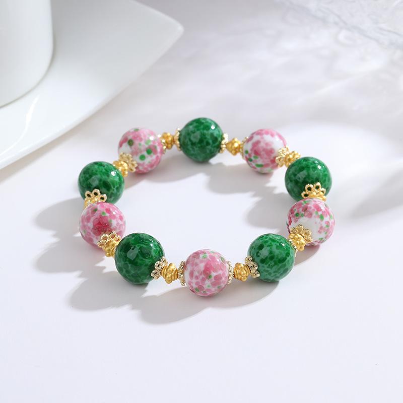 Retro Fashion Ancient Glazed Bead Green Snake Skin Emerald Green Beaded Ancient Craftsmanship Color Simple Jewelry