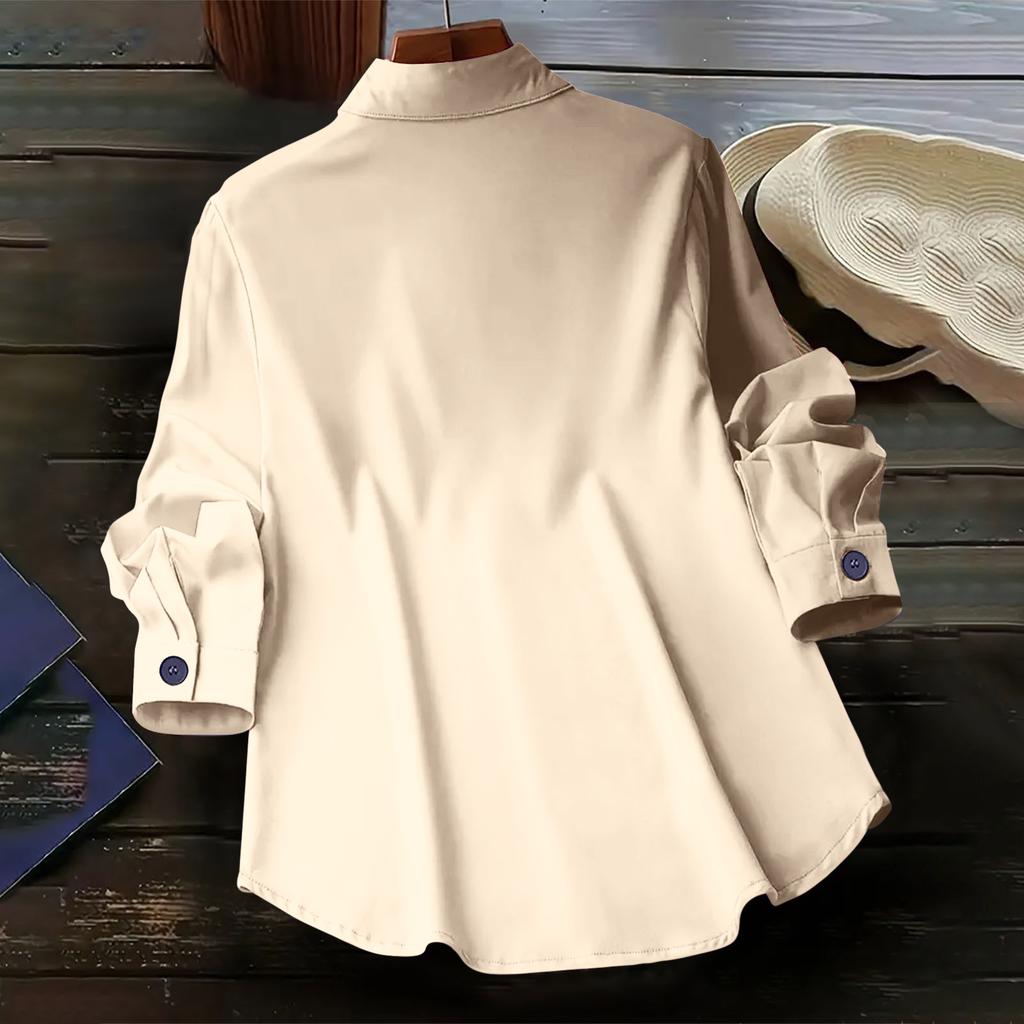 Women Autumn Long Sleeve Single Breasted Blouse and Shirts Candy Color Button Solid Shirts Tops
