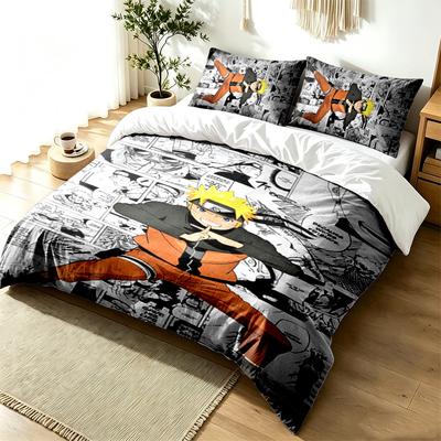 Naruto 3pc Duvet Cover Set Simple Modern Bedding Set Wrinkle Resistant Soft Fabric All Season Use a Perfect Gift